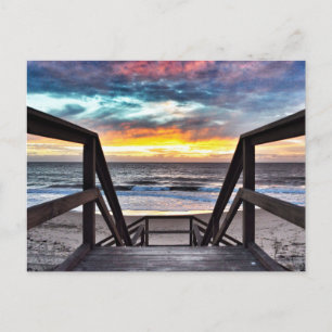 Cartão Postal Sunset Beach View do Rustic Wood Deck