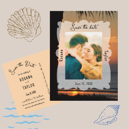 Cartão Postal Sunset Beach Wedding Foto para salvar a data