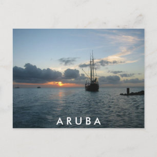 Cartão Postal Sunset & Boat em Aruba