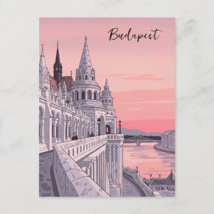 Cartão Postal Sunset Budapest Hungria - Viagem de bastião dos pe