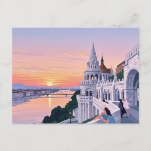 Cartão Postal Sunset Budapest Hungria - Viagem de bastião dos pe