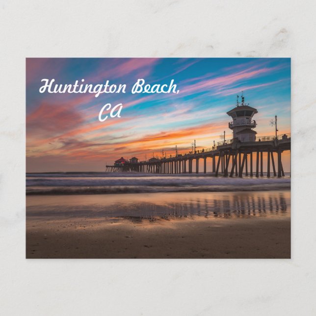 Cartão Postal Sunset by the Huntington Beach Pier in California (Frente)