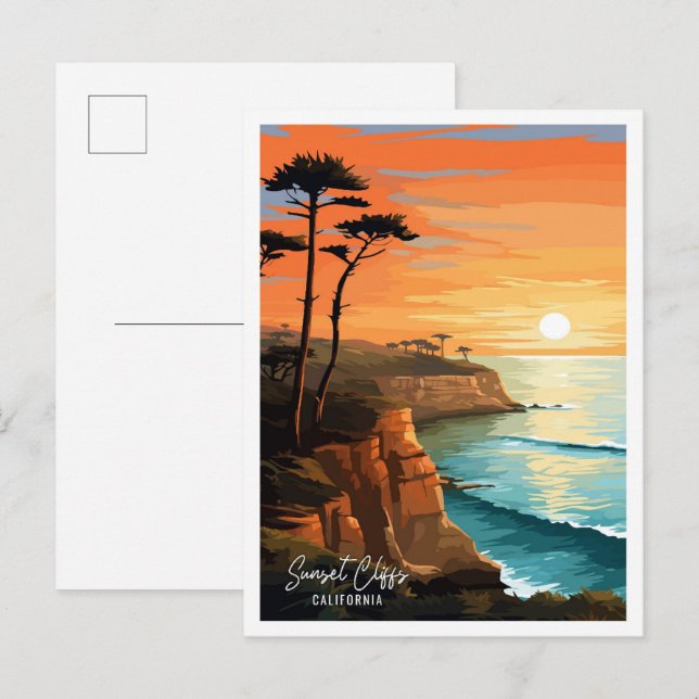 Cartão Postal Sunset Cliff California - Ilustração do Viagem da  (Frente/Verso)