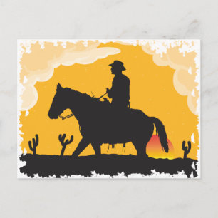 Cartão Postal Sunset Cowboy