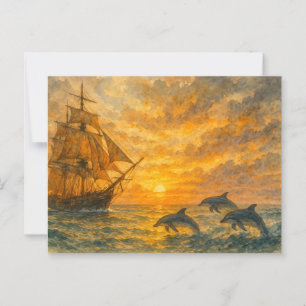 Cartão Postal Sunset de Entrega Antigo