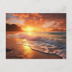 Cartão Postal Sunset de praia tropical