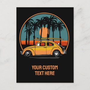 Cartão Postal Sunset de Surfer Tropical de Texto Personalizado