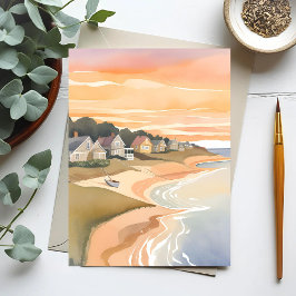 Cartão Postal Sunset de Verão | Martha's Vineyard Watercolor