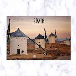 Cartão Postal Sunset e Moinhos de vento em Espanhas Consuegra