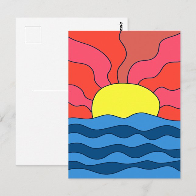 Cartão Postal Sunset e Ondas (Frente/Verso)