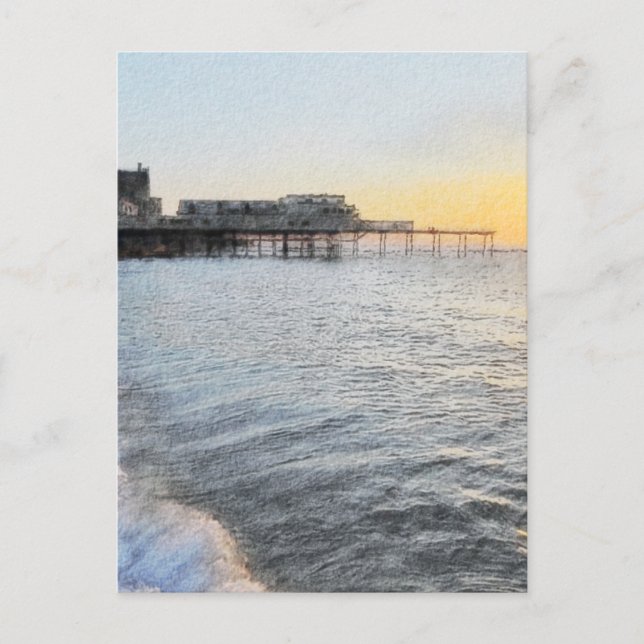 Cartão Postal Sunset em Aberystwyth (Frente)