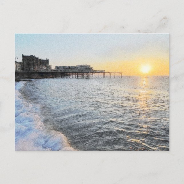 Cartão Postal Sunset em Aberystwyth (Frente)