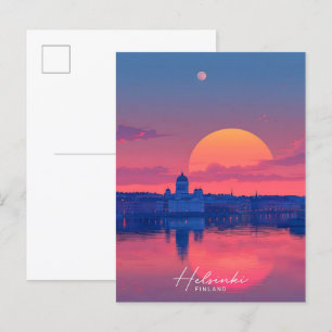 Cartão Postal Sunset em Helsinki Finlândia Viagem