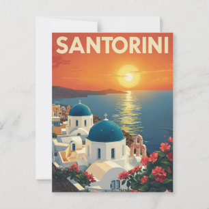 Cartão Postal Sunset em Santorini