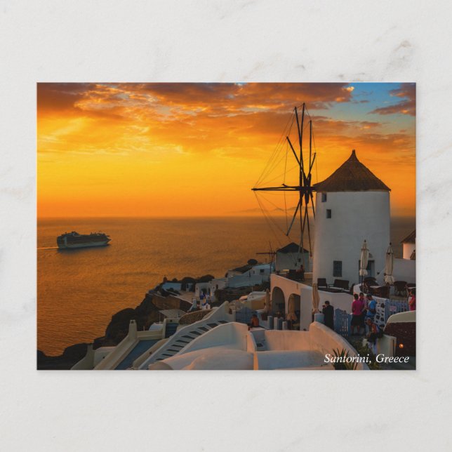 Cartão Postal Sunset em Santorini, Grécia - Cartão-postal OiaWin (Frente)