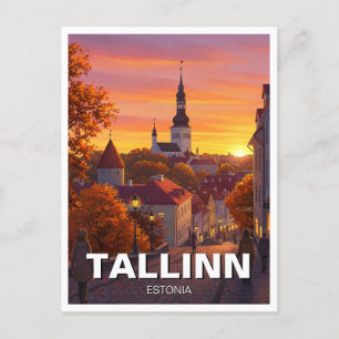 Cartão Postal Sunset em Tallin Estônia Viagem