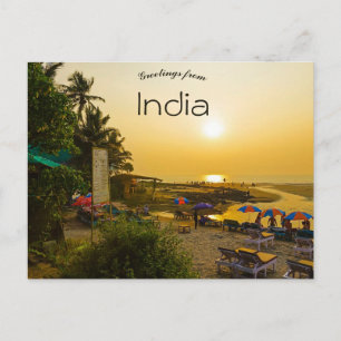 Cartão Postal Sunset em uma praia em Goa Índia