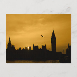 Cartão Postal Sunset em Westminster - Big Ben-London - Cartão-po