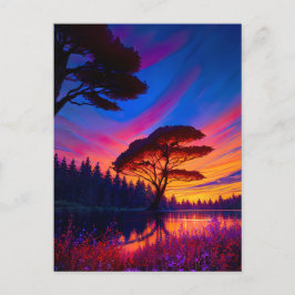 Cartão Postal Sunset Inspirador Admirável no Lago Bonito