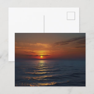 Cartão Postal Sunset na arte do mar