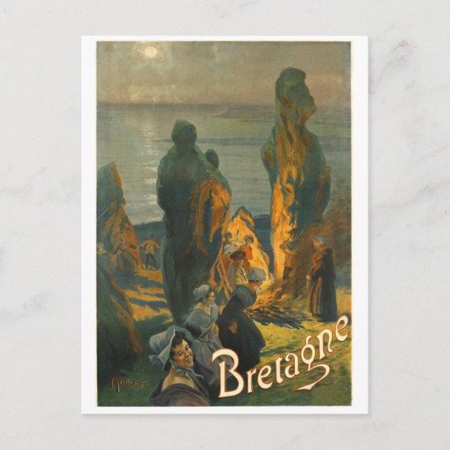 Cartão Postal Sunset na Costa Britânica, França (Frente)