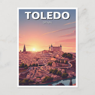 Cartão Postal Sunset na Espanha de Toledo Viagem de Alcazar