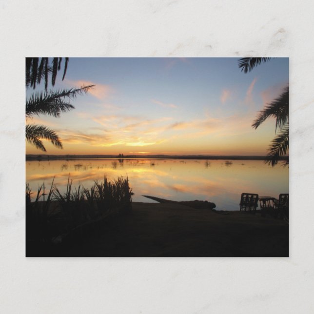 Cartão Postal Sunset na Ilha Fatnas, Siwa Oasis, África (Frente)