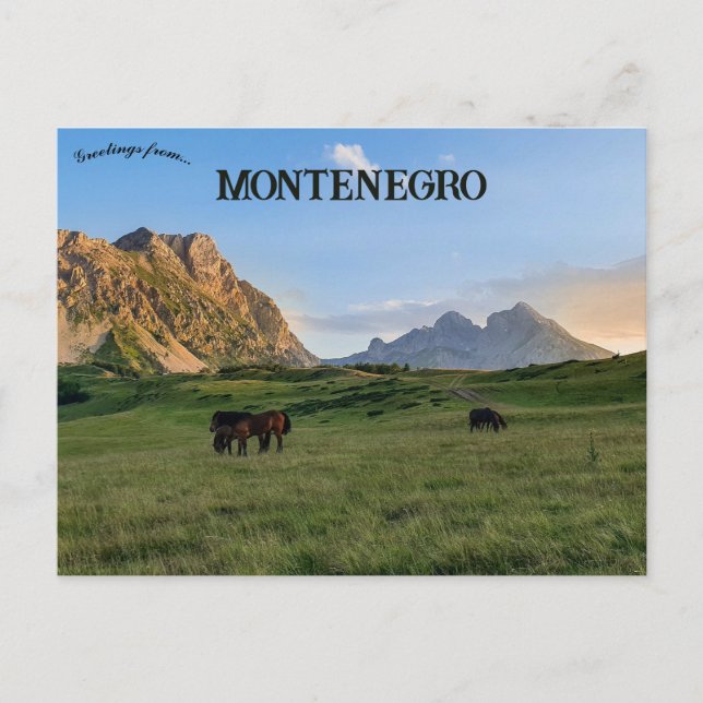Cartão Postal Sunset na Montanha de Komovi Montenegro (Frente)