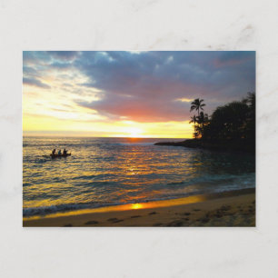 Cartão Postal Sunset na praia