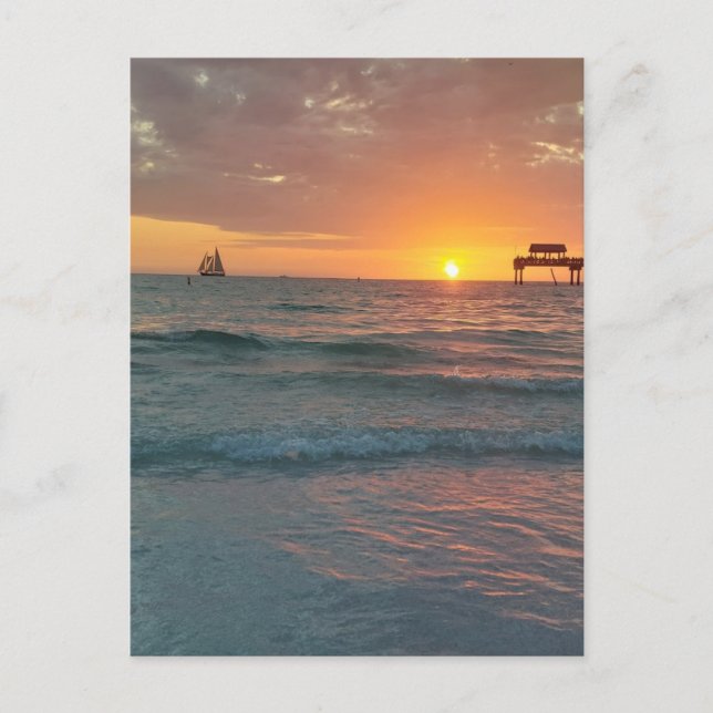 Cartão Postal Sunset na praia de Clearwater (Frente)