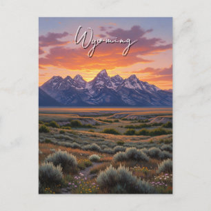 Cartão Postal Sunset na Viagem de Wyoming