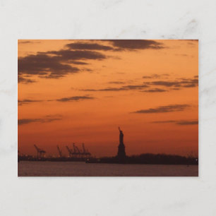 Cartão Postal Sunset New York Harbor e Estátua da Liberdade dos 