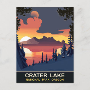 Cartão Postal Sunset no Crater Lake, Oregon, Viagem