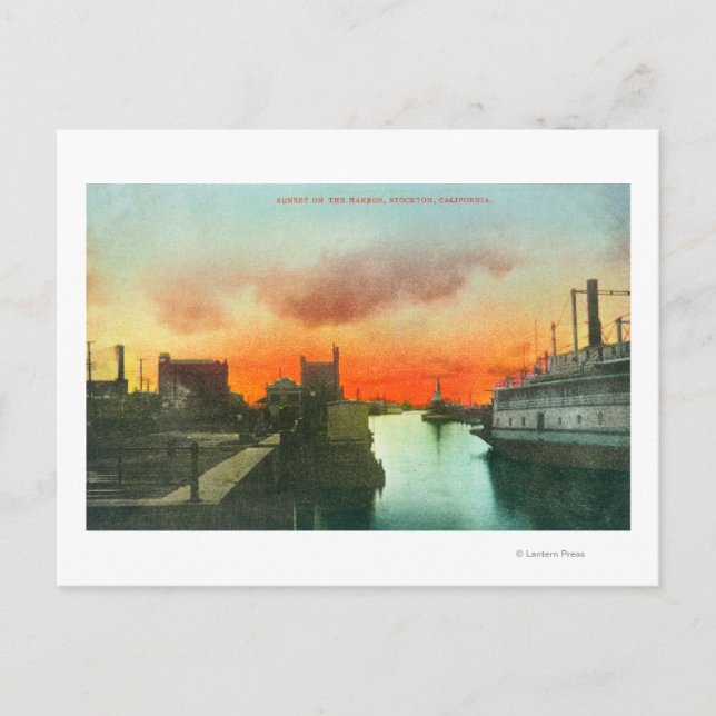 Cartão Postal Sunset no Harbour ViewStockton, CA (Frente)
