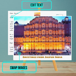 Cartão Postal Sunset no Hawa Mahal em Jaipur na Índia