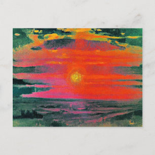 Cartão Postal Sunset no inverno, trabalho de arte de Arkhip Kuin