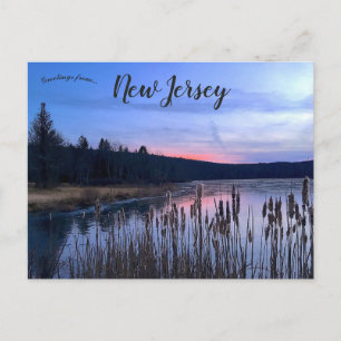 Cartão Postal Sunset no lago Ashroe Nova Jersey