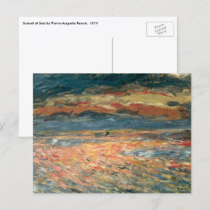 Cartão Postal Sunset no mar por Pierre Renoir, Vintage Fine Art