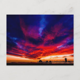 Cartão Postal Sunset no Pier, Huntington Beach, CA