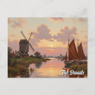 Cartão Postal Sunset no Viagem das Broads England