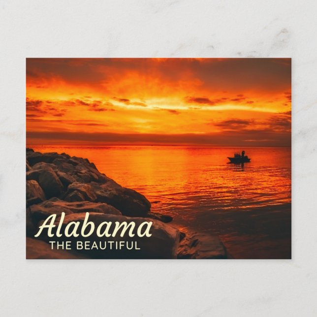 Cartão Postal Sunset on the Water, Cartão-postal do Alabama (Frente)