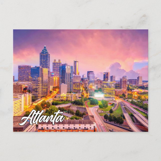 Cartão Postal Sunset Over Atlanta, Geórgia, Estados Unidos (Frente)