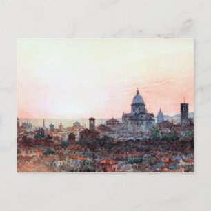 Cartão Postal Sunset Over Brescia, Itália