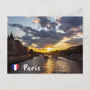 Cartão Postal Sunset over Conciergerie - Paris, França