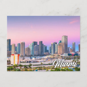 Cartão Postal Sunset Over Miami, Flórida, Estados Unidos