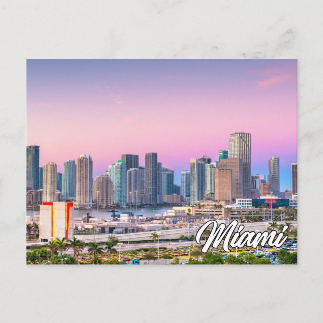 Cartão Postal Sunset Over Miami, Flórida, Estados Unidos (Frente)