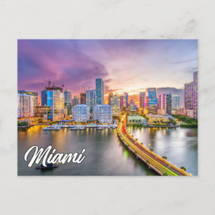 Cartão Postal Sunset Over Miami, Flórida, Estados Unidos