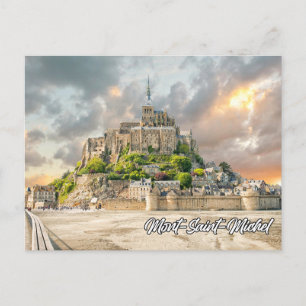 Cartão Postal Sunset Over Mont-Santo-Michel, Normandia
