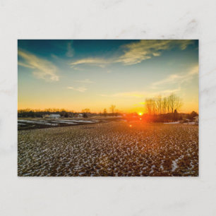 Cartão Postal Sunset Over Snow Covered Farmland, Plain City, OH