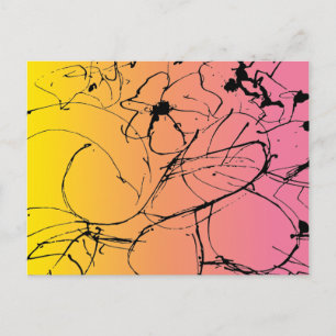 Cartão Postal Sunset Plant Drawing Abstract